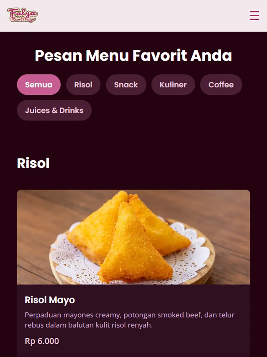 Interactive food menu