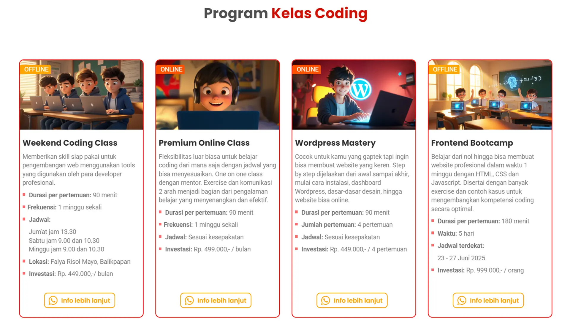Coding class program details